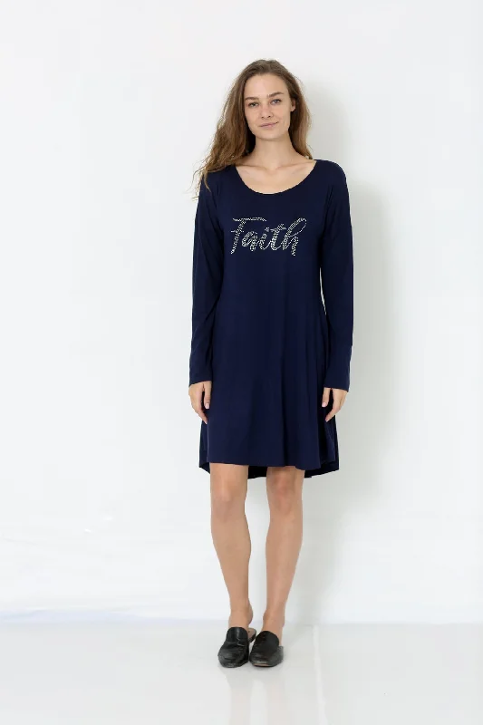 LS HOTFIX HILO RS ALINE DRESS W/PKTS - D2647-J841-NAVY