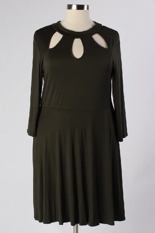 Lady Boss Keyhole Dress - Moss