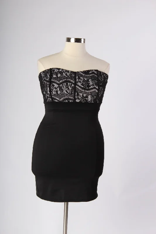 Strapless Fitted Dress - Black