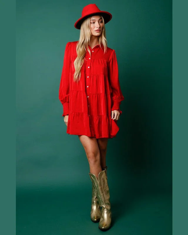 Rhinestone Button Down Dress