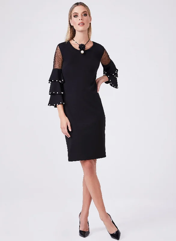 RUFFLE BELL SLEEVE DRESS