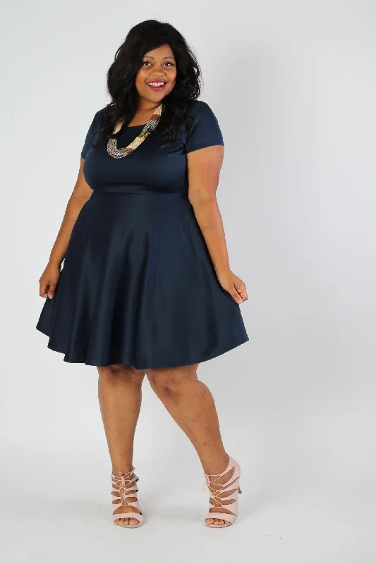 Solid Skater Dress - Navy