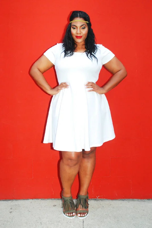 Solid Skater Dress - White