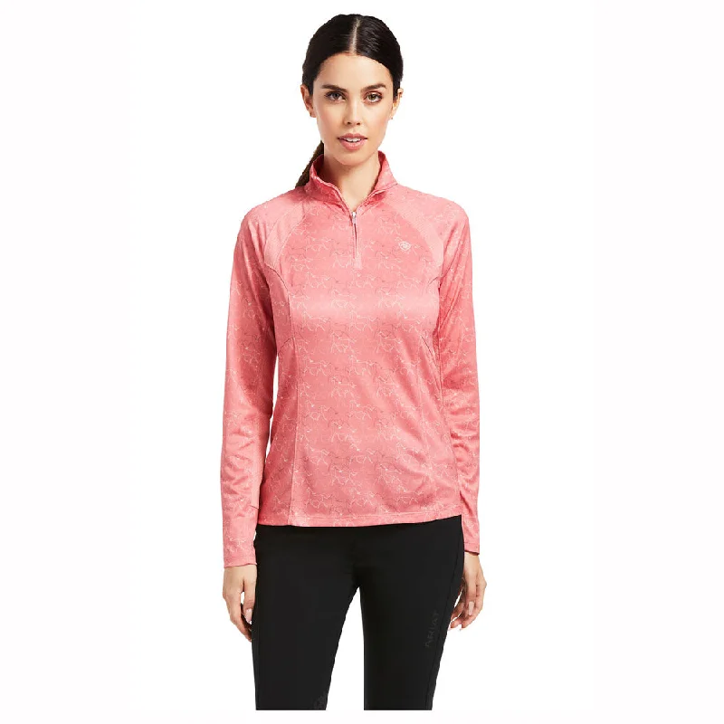 10039351 Ariat Women's Sunstopper 2.0 1/4 Zip Shirt - Trot Line Striped Floral Plaid 10039351 Ariat Women's Sunstopper 2.0 1/4 Zip Shirt - Trot Line Striped Floral Plaid