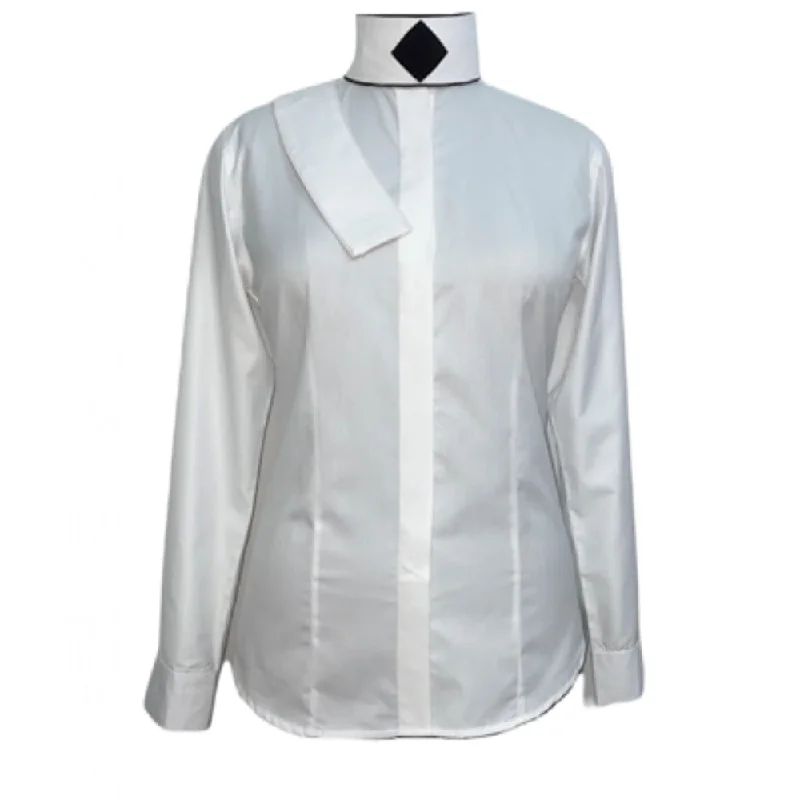 68566 RHC Ladies English Huntseat Show Shirt w/Ratcatcher Collar - White w/Diamond Choker Machine Wash Dry Clean Hand Wash 68566 RHC Ladies English Huntseat Show Shirt w/Ratcatcher Collar - White w/Diamond Choker Machine Wash Dry Clean Hand Wash