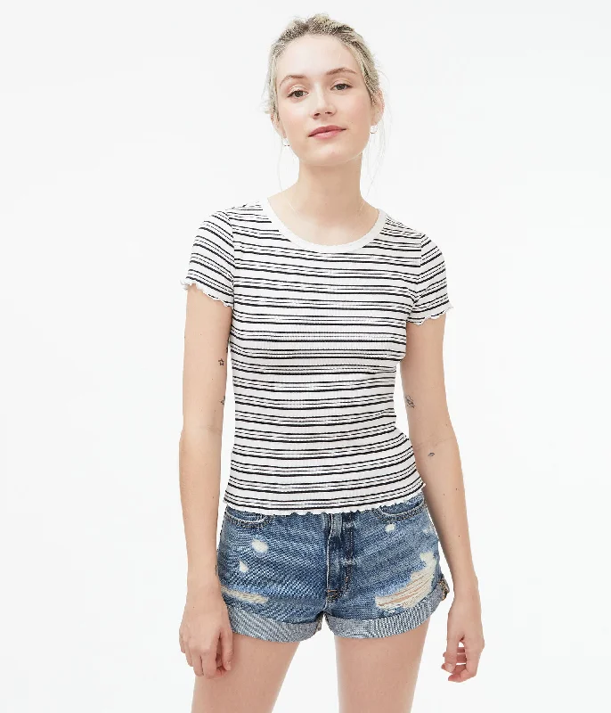 Aeropostale Striped Ribbed Shrunken Tee Jersey Fabric Tulle Fabric Batik Fabric