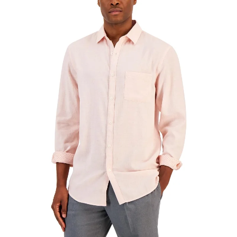 Alfani Mens Cotton Pattern Button-Down Shirt Chenille Blend Fleece Blend Nylon Blend Alfani Mens Cotton Pattern Button-Down Shirt Chenille Blend Fleece Blend Nylon Blend