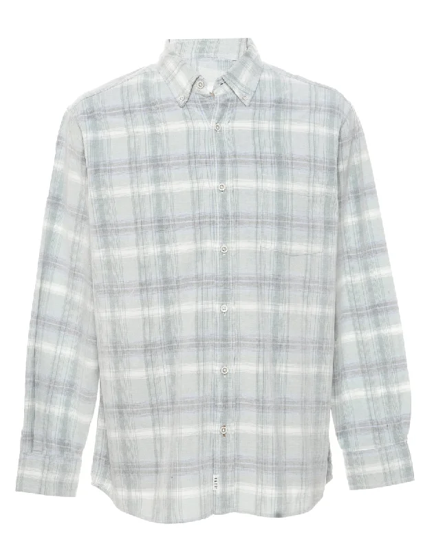 Aqua Blue Corduroy Checked Shirt - XL Chenille Fabric Brocade Fabric Lace Fabric