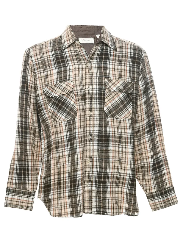 Arrow Plaid Shirt - M Rayon Velvet Corduroy