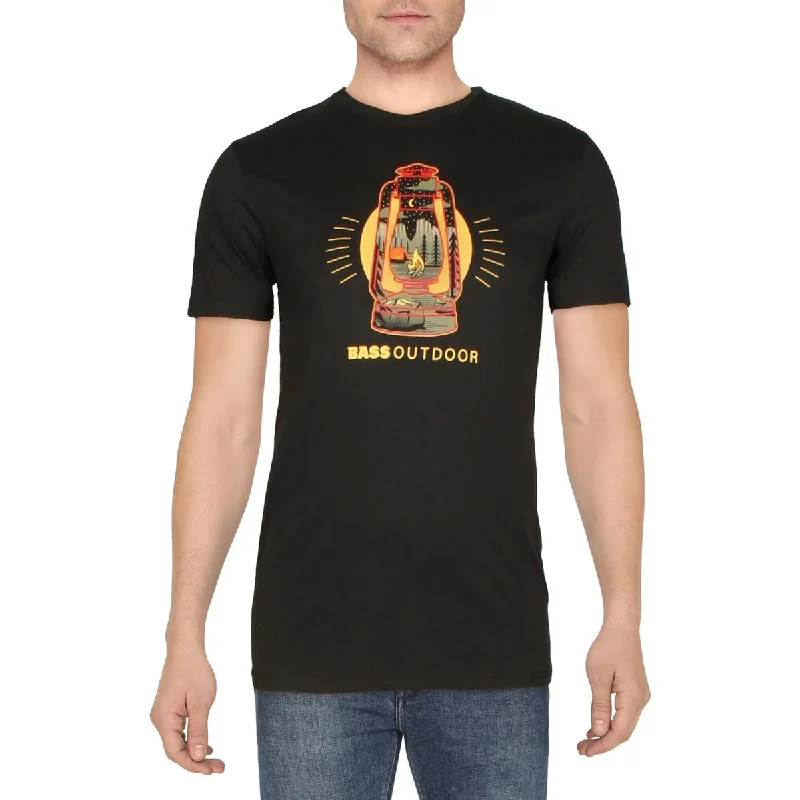 BASS OUTDOOR Mens Cotton Crewneck Graphic T-Shirt Boxy Fit Fitted Loose
