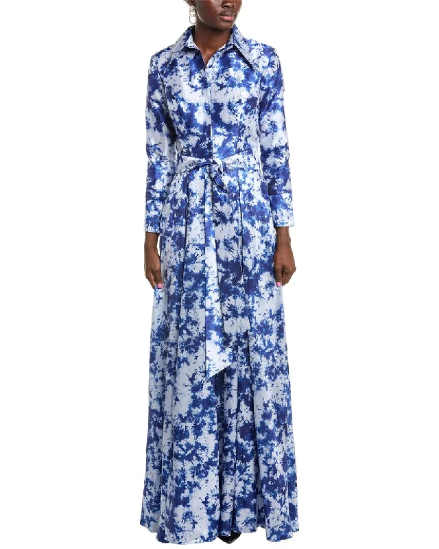 Rene Ruiz Floral Print Shirt Gown Hooded Caped Shawl Collar