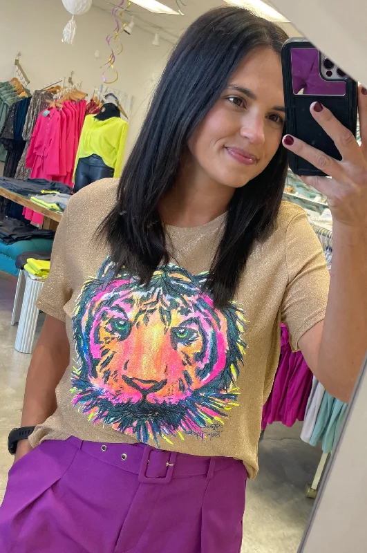 Colors Of Mike Gold Sparkle Tee Zippered Buttoned Snapped