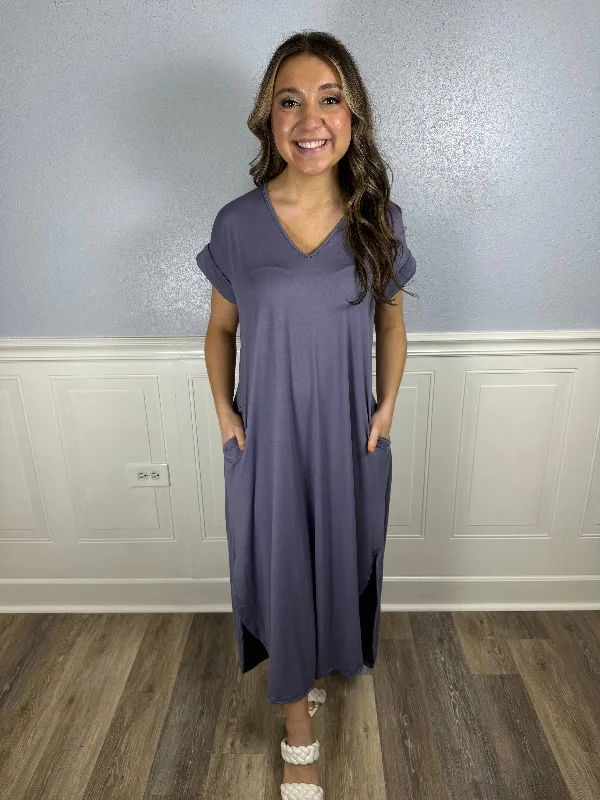 Dusty lavender tshirt maxi Real Fur Shearling Chenille