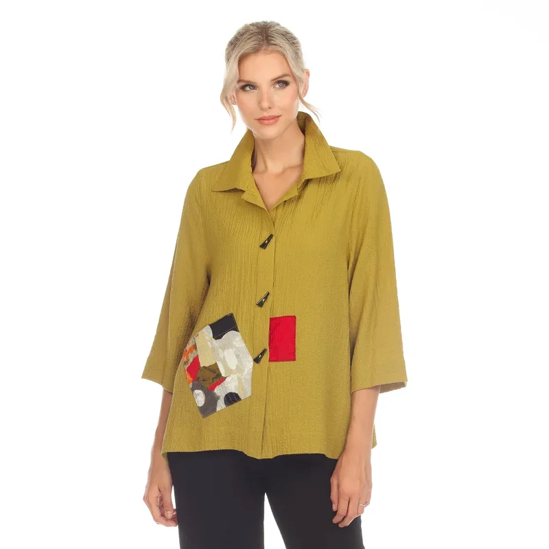 Moonlight Patch Pocket Shirt in Kiwi Multi - 3542-KW Real Fur Shearling Chenille