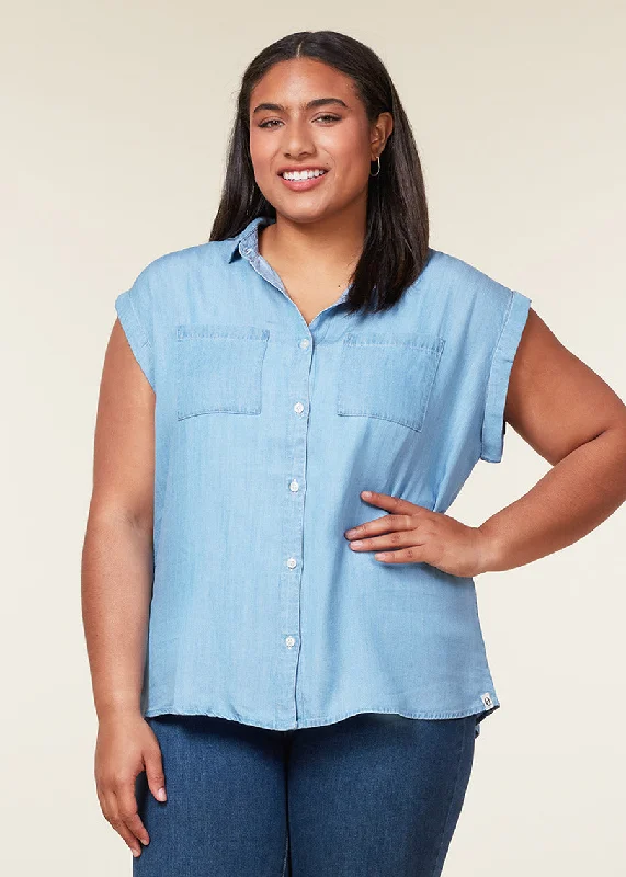 Tencel™ Rolled Cuff Shirt Front Pockets Side Pockets Patch Pockets