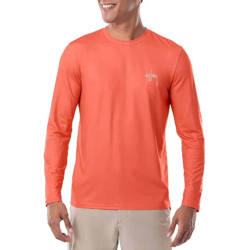 Guy Harvey Mens Moisture Wicking Logo T-Shirt Thin T-Shirt Open Front Quick Dry