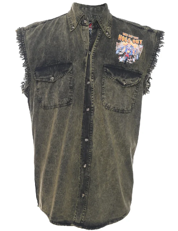 Hogs Out Denim Shirt - L Mesh Canvas Denim