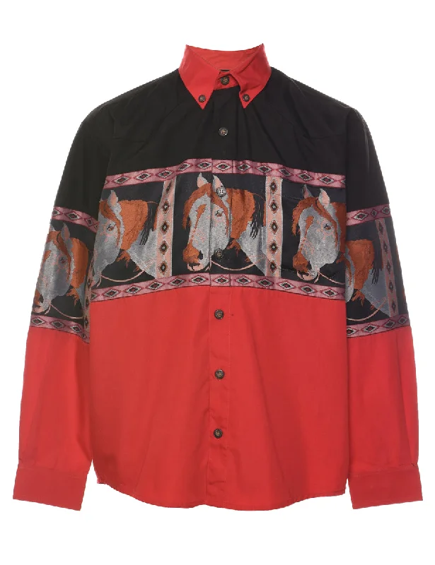 Horse Design Multi-Colour Western Shirt - S Fleece Fabric Down Fabric Feather Fabric Horse Design Multi-Colour Western Shirt - S Fleece Fabric Down Fabric Feather Fabric