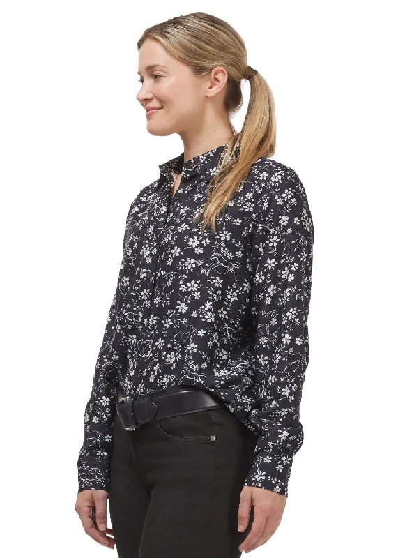 Horse Floral Button Up Shirt Iron Safe Non-Iron Wrinkle Free