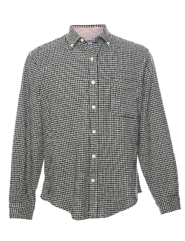 Houndstooth Shirt - S Terry Blend Velvet Blend Canvas Blend