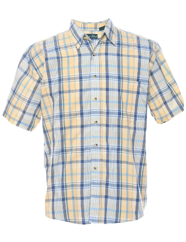 Hunt Club Checked Shirt - M Print Jacquard Patchwork