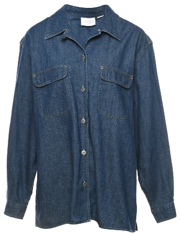 Indigo Denim Shirt - L Chenille Brocade Lace