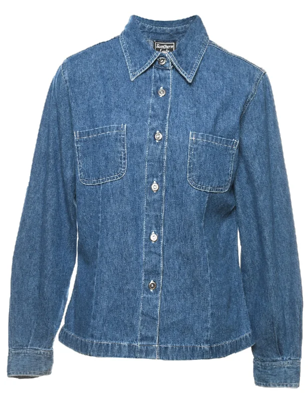 Indigo Denim Shirt - M Mesh Canvas Denim
