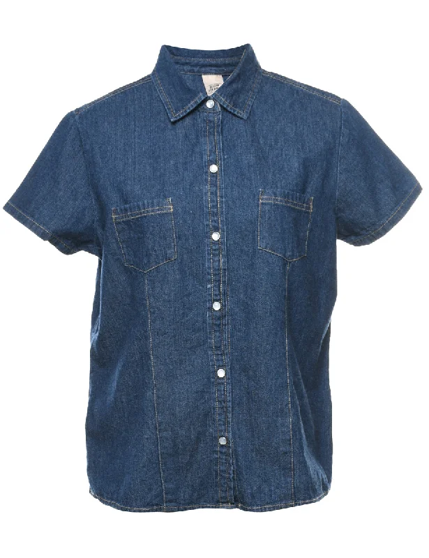 Indigo Denim Shirt - M Handmade Hand-knitted Hand-woven
