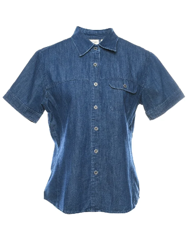 Indigo Denim Shirt - S Anti-Shrink Durable Soft