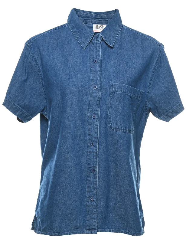 Indigo Denim Shirt - S Machine Wash Dry Clean Hand Wash