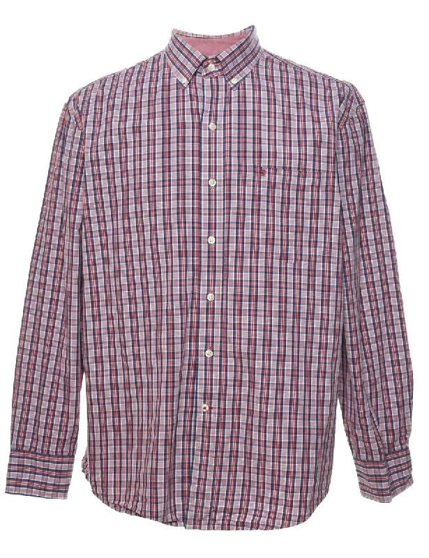 Izod Checked Shirt - L Mesh Blend Leather Blend Suede Blend
