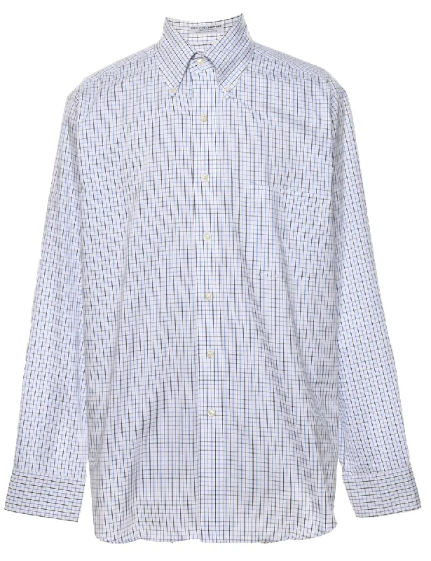 Izod Checked Shirt - L Houndstooth Herringbone Solid
