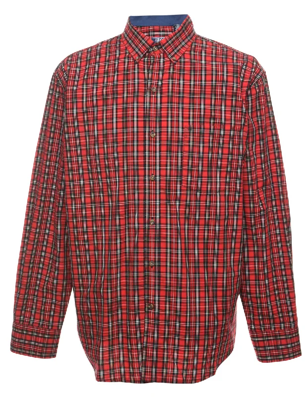 Izod Checked Shirt - L Hooded Caped Shawl Collar