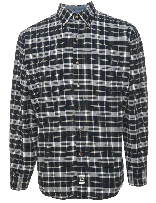 Izod Checked Shirt - M Wool Fabric Cashmere Fabric Tweed Fabric
