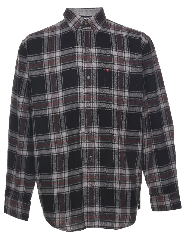 Izod Checked Shirt - M Denim Fabric Leather Fabric Suede Fabric