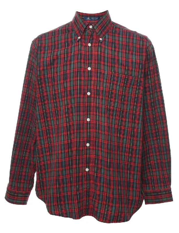 John Ashford Checked Shirt - L Mesh Canvas Denim