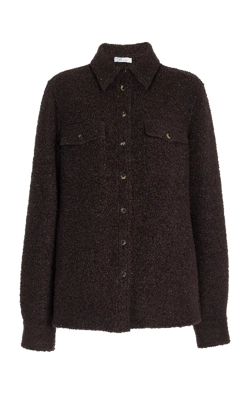 John Austin Shirt in Chocolate Recycled Cashmere Boucle Elegant Classic Vintage