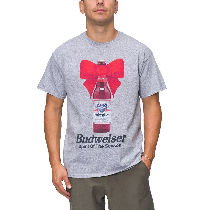 Junk Food Mens Budweiser Crew Neck Short Sleeve Graphic T-Shirt Mesh Blend Leather Blend Suede Blend