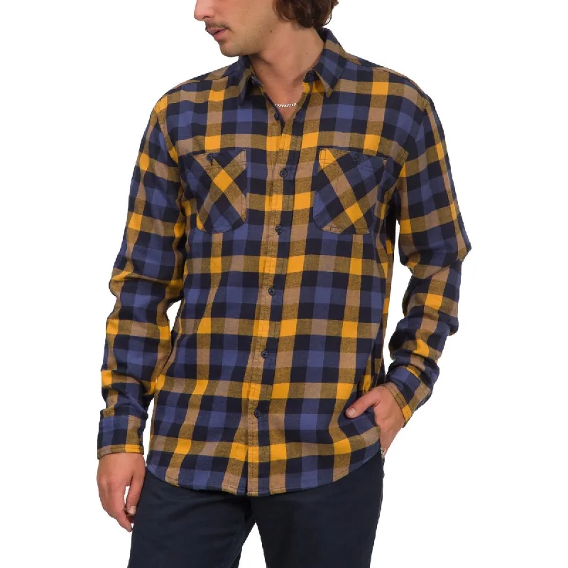 Junk Food Mens Flannel Plaid Button-Down Shirt Satin Blend Silk Blend Wool Blend