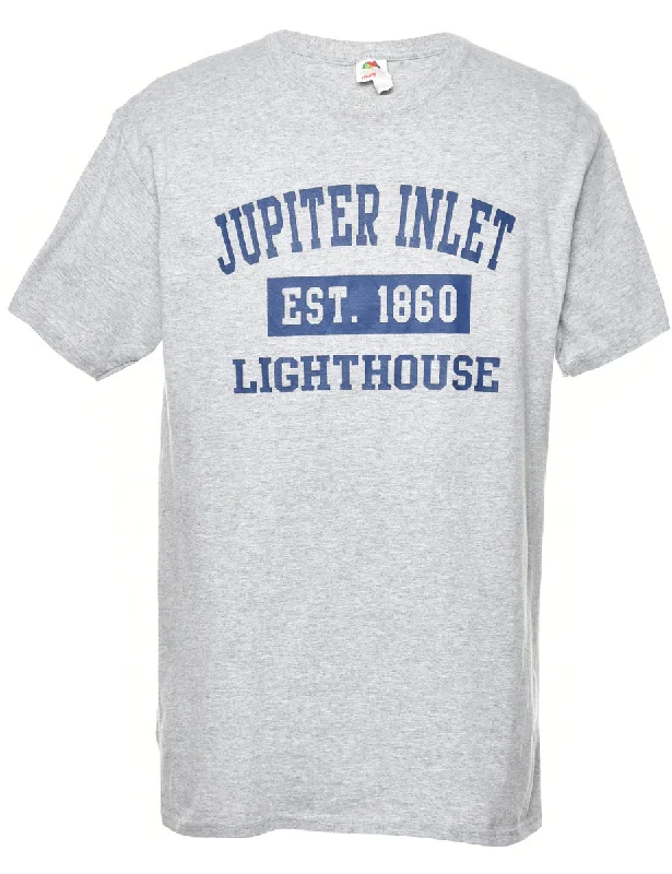 Jupiter Inlet Lighthouse Printed T-shirt - M Chenille Blend Fleece Blend Nylon Blend