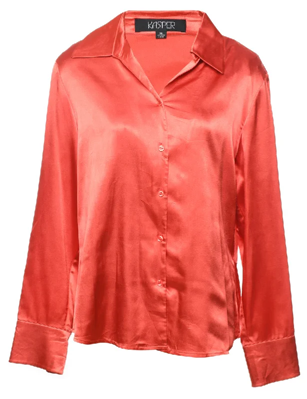 Kasper Red Shirt - L Terry Blend Velvet Blend Canvas Blend