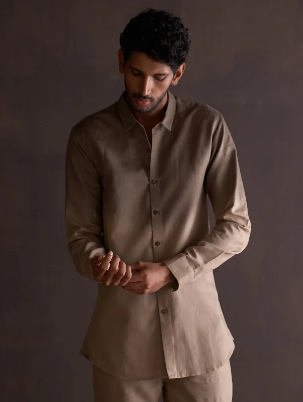 Kio Ombre Shirt - River Sand Spandex Blend Rayon Blend Denim Blend