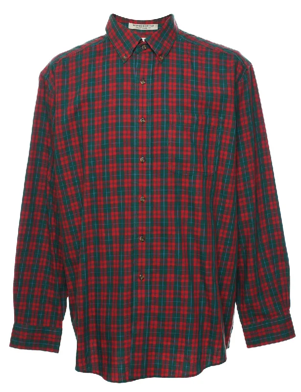 L.L. Bean Checked Shirt - L Welt Pockets Slit Pockets Flap Pockets