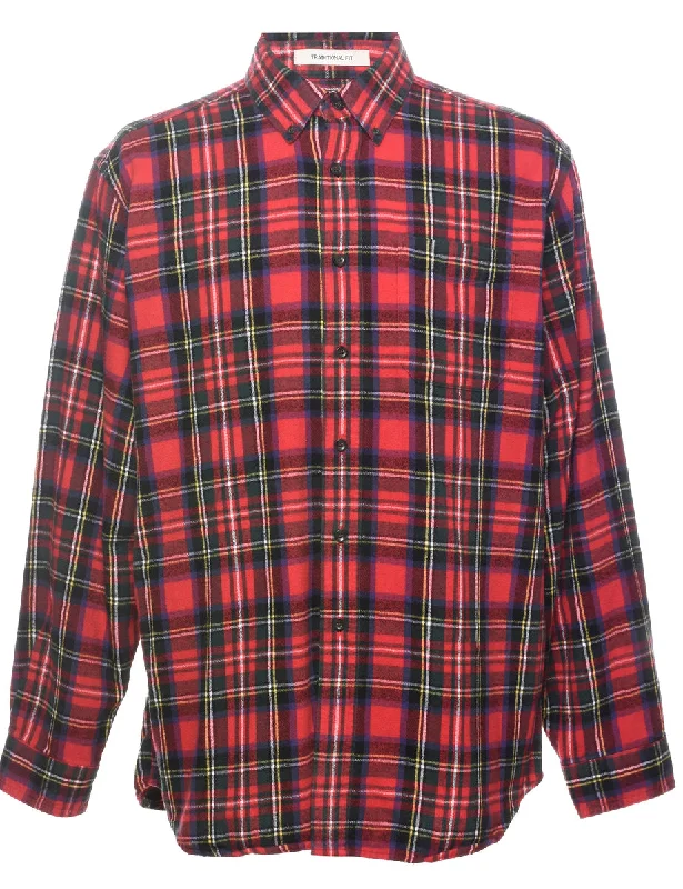 L.L. Bean Checked Shirt - L Knit Fabric Woven Fabric Fleece Fabric