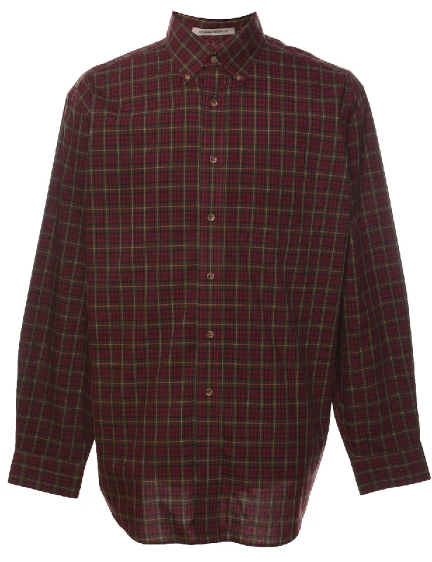 L.L. Bean Checked Shirt - L Wool Fabric Cashmere Fabric Tweed Fabric