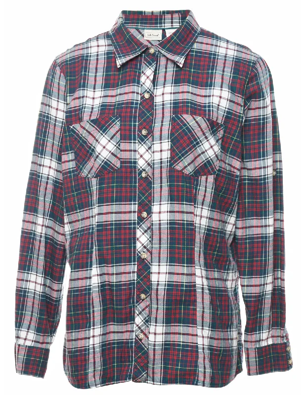 L.L. Bean Checked Shirt - M Cotton Fabric Linen Fabric Terry Fabric