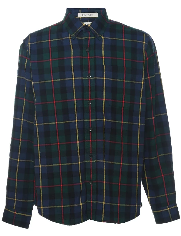 L.L. Bean Checked Shirt - M Nylon Fabric Polyester Fabric Spandex Fabric