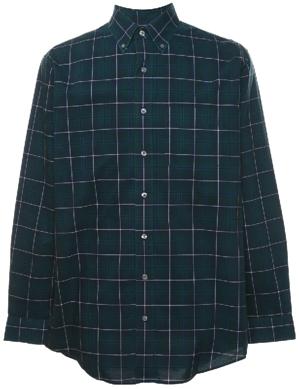 L.L. Bean Checked Shirt - M Rayon Fabric Velvet Fabric Corduroy Fabric