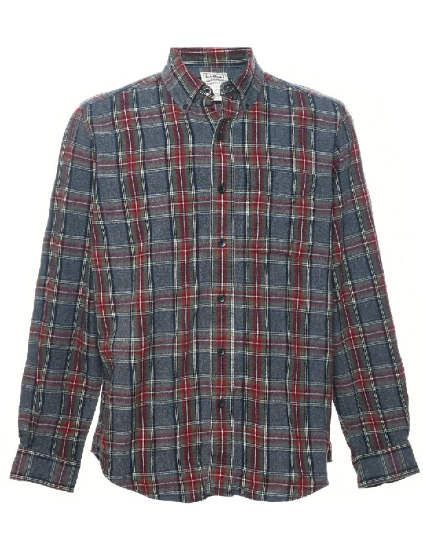 L.L. Bean Checked Shirt - M Solid Print Embellished
