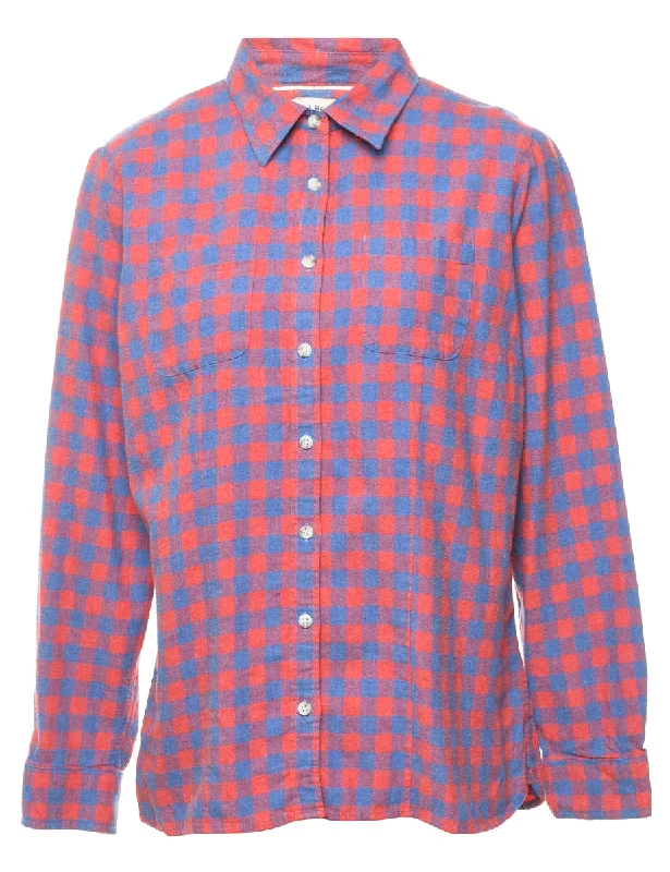 L. L. Bean Gingham Pattern Shirt - M Striped Floral Plaid